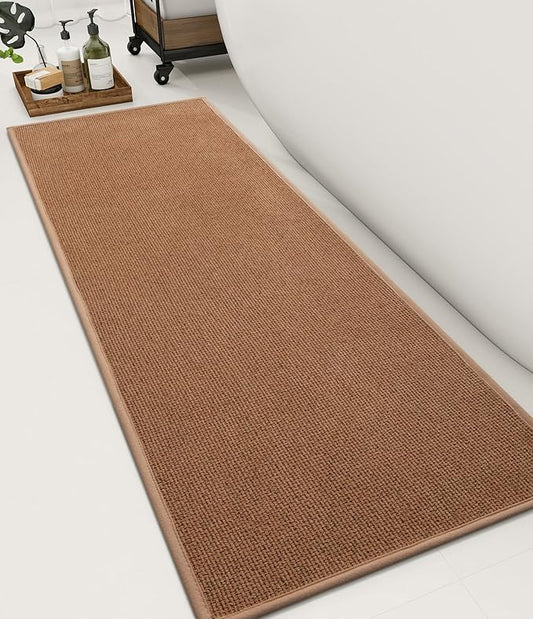 YIHOUSE Bathroom Rugs Mat 16x47, Non Slip Quick Dry Bath Mats for Bathroom Absorbent Ultra Thin Bath Rugs Machine Washable Fit Under Door for Sink, Cabinet, Laundry (Orange, 16"x47")