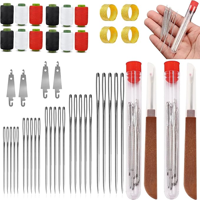 37PCS Sewing Tool Set, Needles Thread Hand Repair Tools, Portable DIY Hand Made Craft Set, Sewing Working Kit for Beginners, Professional DIY Lovers (2SETS)