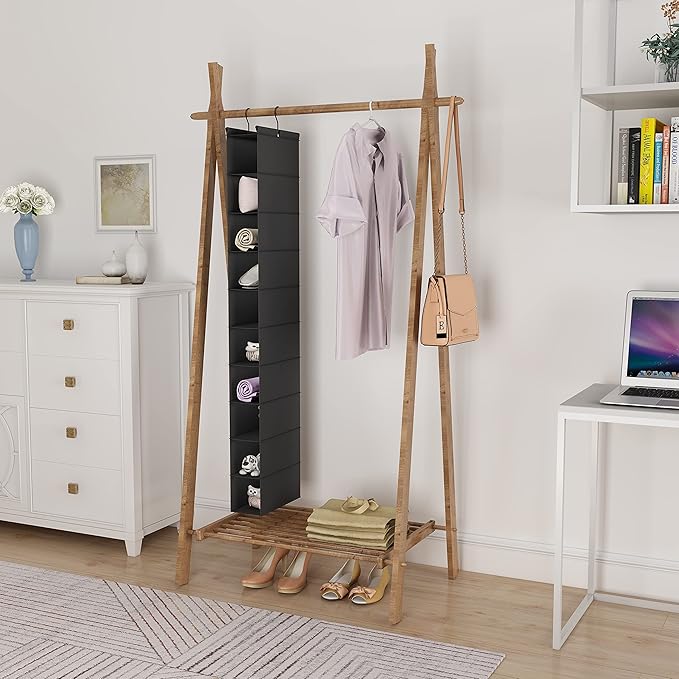 MAX Houser 10-Shelf Hanging Shoe Shelf Organizer, Hanging Shoe Storage for Closet (Black)