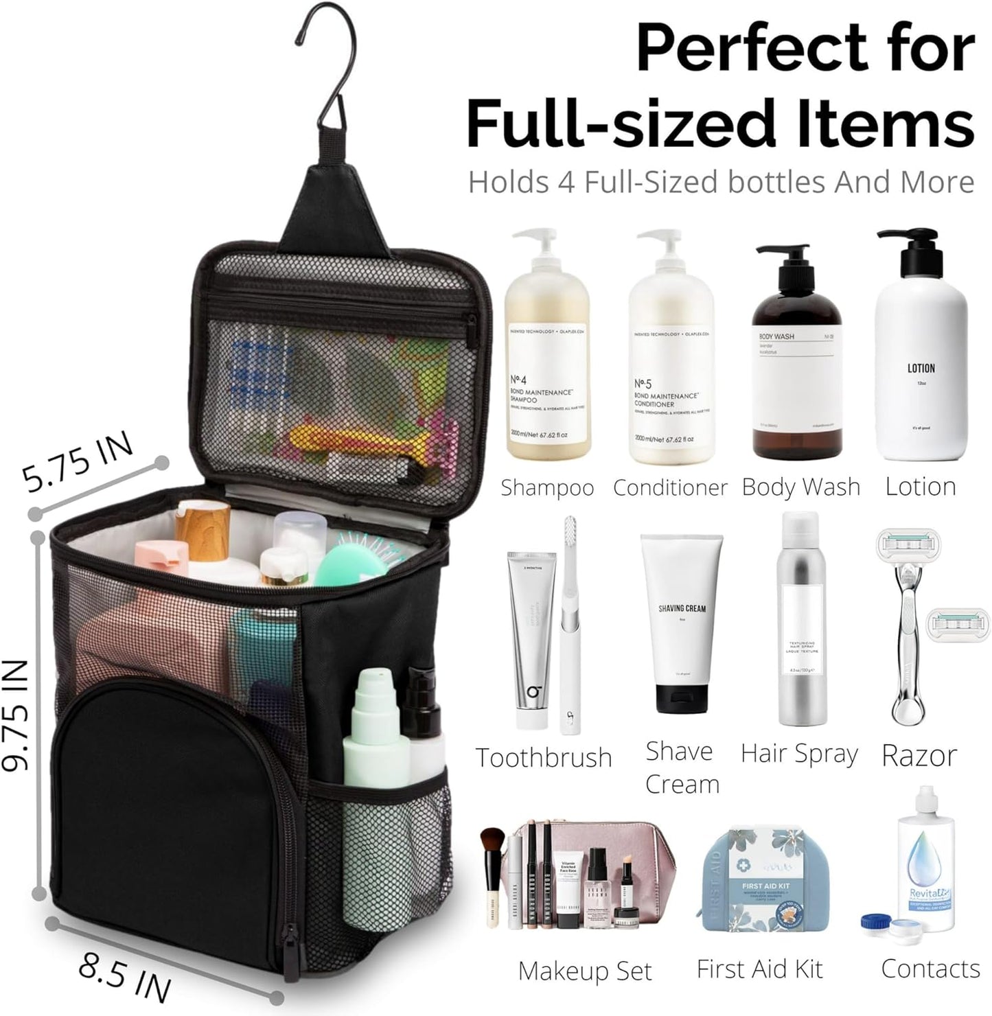 Original Portable Shower Caddy For College Dorms - Foldable Mesh Tote - Dorm Room Essentials - Durable Hanging Travel Shower Bag - Perfect for College Students, Men, Women (Black)