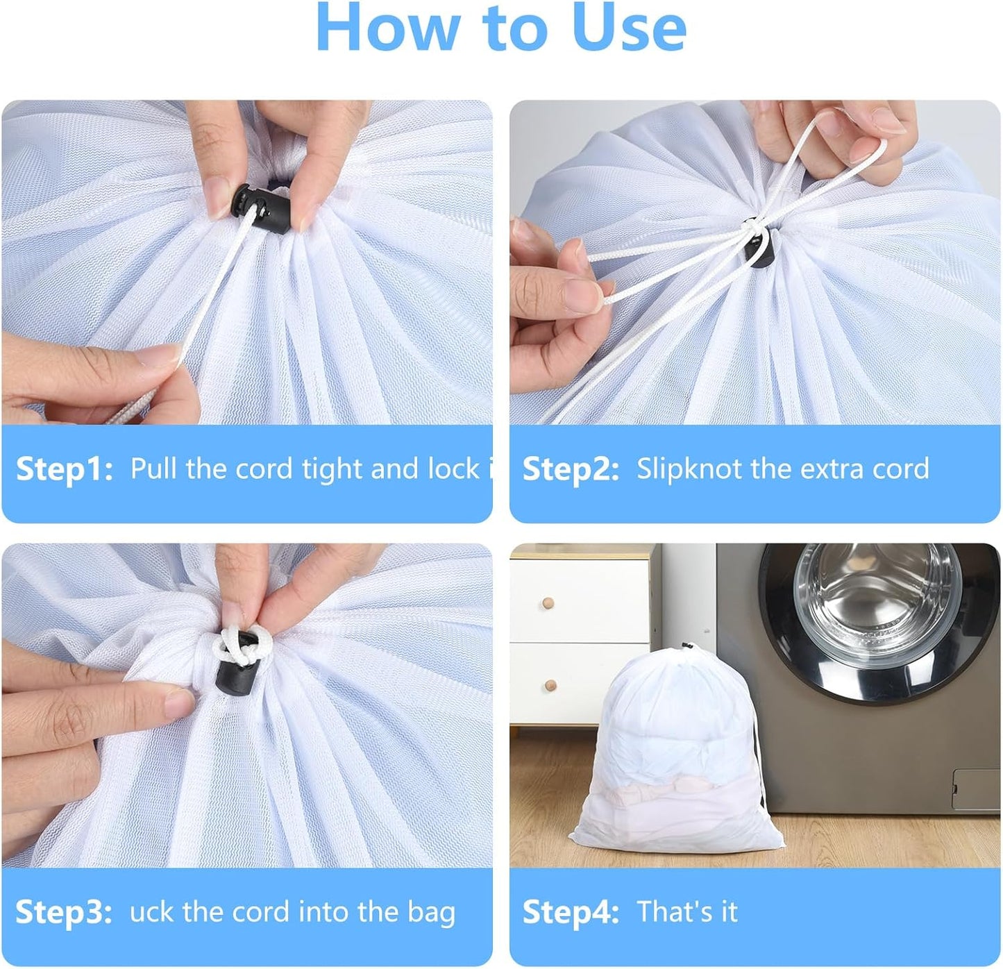 OTraki 16x20 Inch Small Laundry Bags 2PCS Fine Mesh Washing Bag Drawstring Dirty Clothes Machine Washable Delicates Bra Lingerie Socks Toy Garment Bag for Home Travel Dorm White