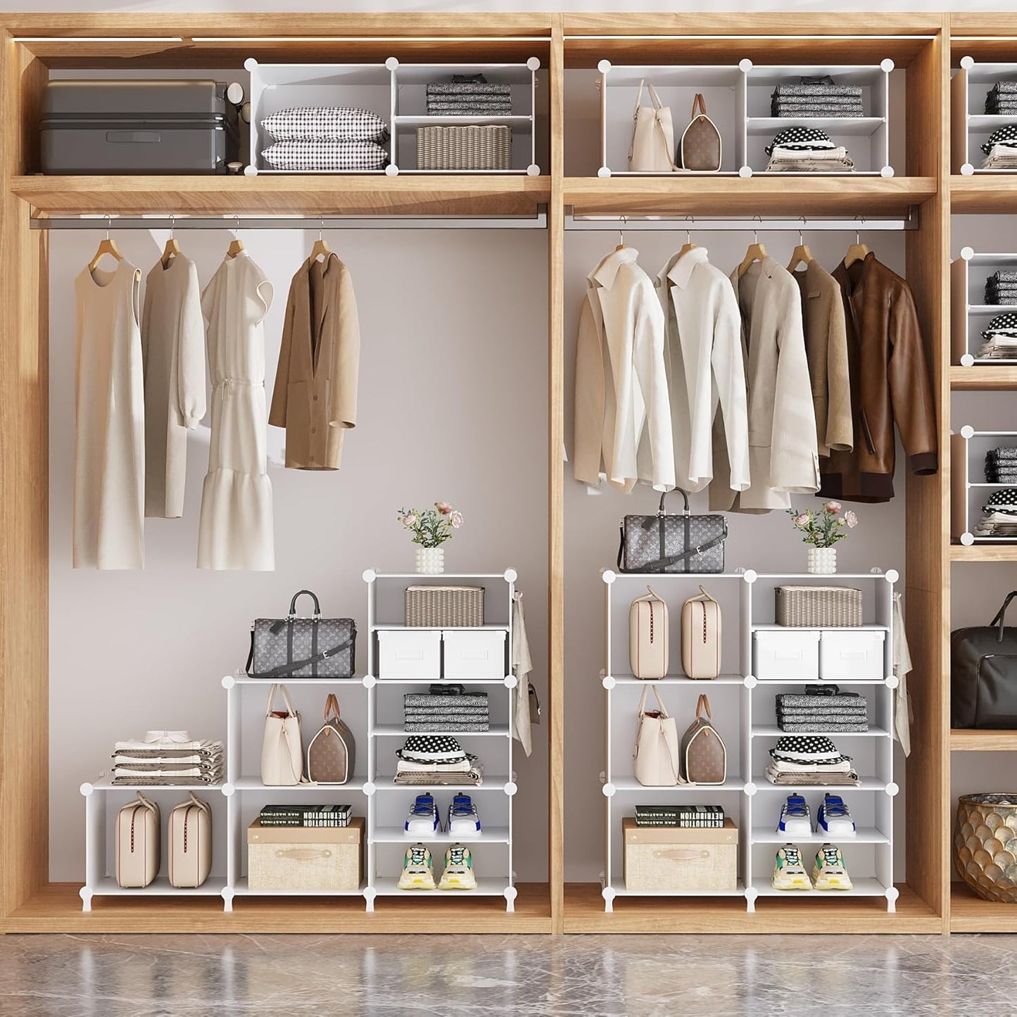 AWTATOS 6 Cube Closet Organizer Storage Shelves Portable Clothes Organizers and Storage Stackable Cubby Shelving for Closet Bedroom Living Room Office White