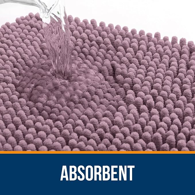 OLANLY Bathroom Rugs 70x24, Extra Soft Absorbent Chenille Bath Rugs, Rubber Backing Quick Dry, Machine Washable Bath Mats for Bathroom Floor, Tub and Shower, Home Decor Accessories, Deep Plum