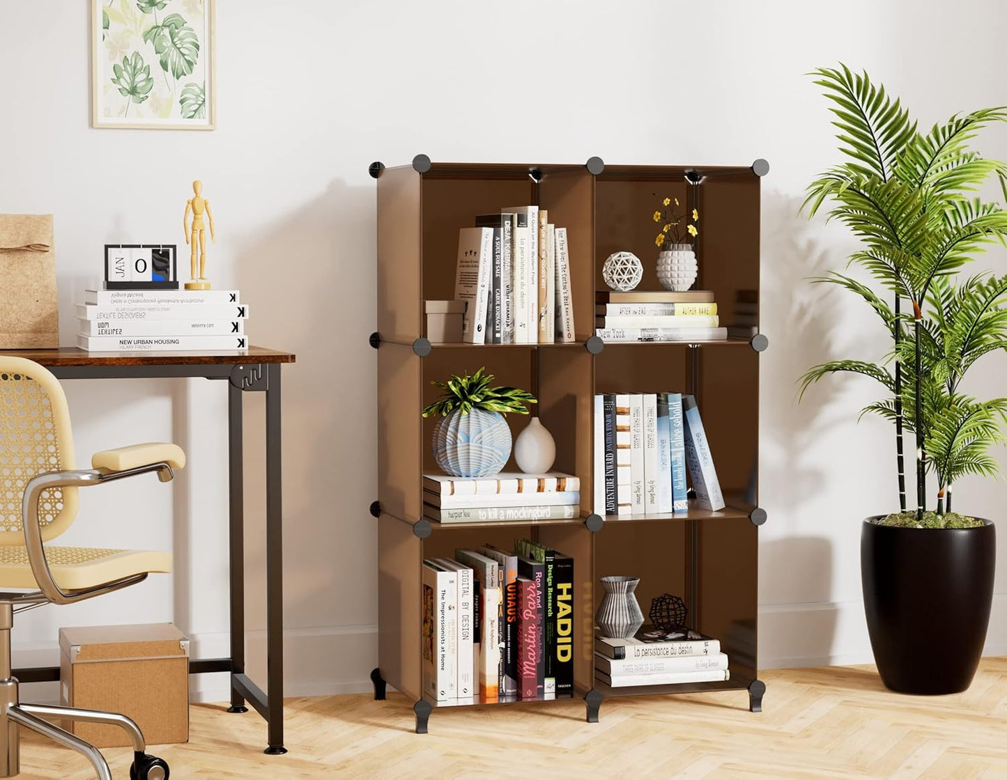 6-Cube Storage Organizer, Closet Organizer Storage Shelf Bookcase Bookshelf with Metal Hammer, Storage Cubes Organizer Cabinet for Kids, Closet, Bedroom, Bathroom, (11.8x11.8x11.8 inch)