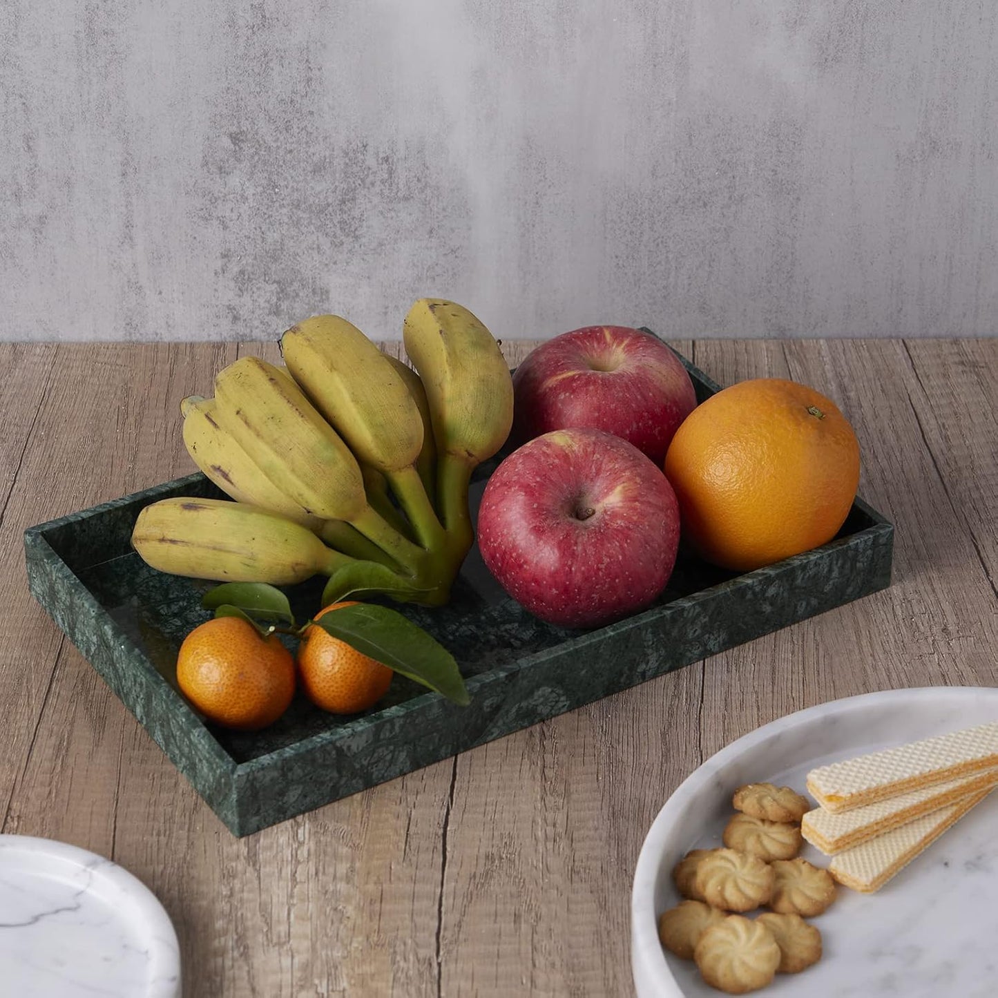 𝐑𝐞𝐚𝐥 𝐋𝐮𝐱𝐮𝐫𝐢𝐨𝐮𝐬 Marble Vanity Tray (12x7in), Counter Organizer for Bathroom, Kitchen, Dresser, Coffee Table, Serving & Decorative (Dark Green)