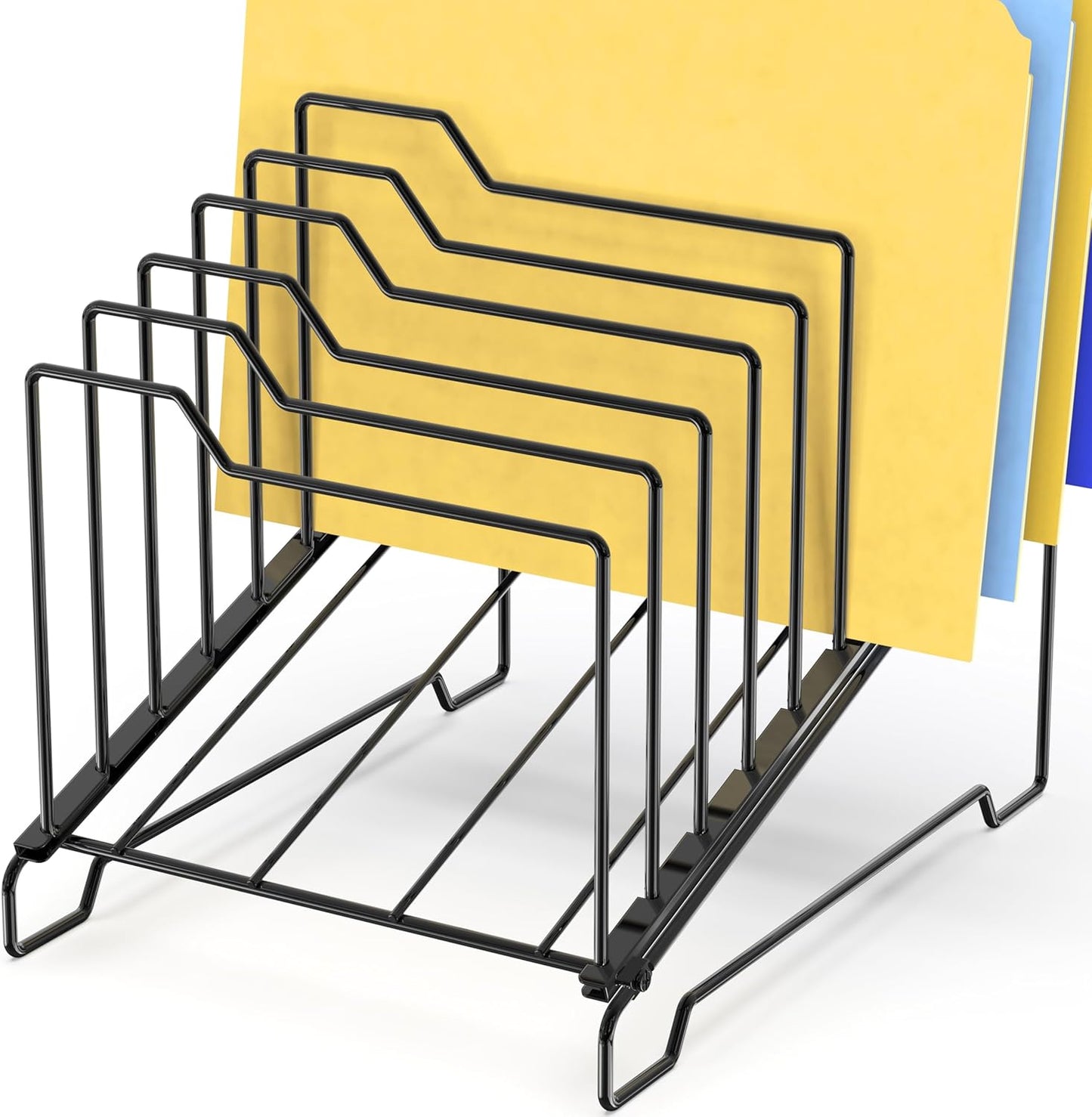 Simple Houseware 9-Section Desk File Organizer, Wire Step Sorter for Documents, Folders, and Mail, Black