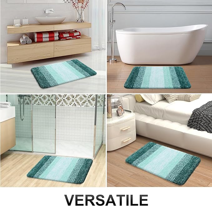 OLANLY Bathroom Runner Rugs 59x20, Extra Soft Absorbent Microfiber Bath Rugs, Rubber Backing, Quick Dry, Washable Bath Mats for Bathroom Floor, Tub and Shower, Home Decor Accessories, Blackish Green