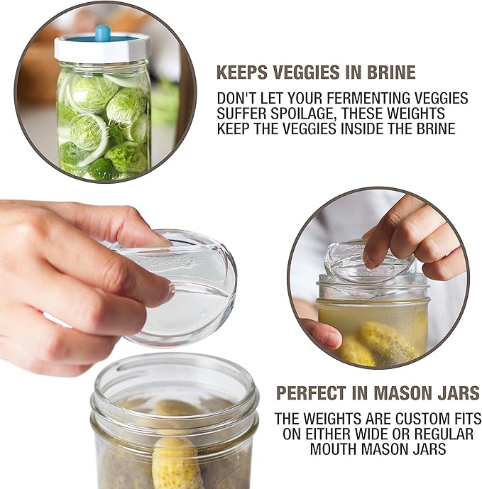 Masontops Pickle Pebble Glass Fermenting Weights - Pickling Fermentation Weight Set – Wide/Small Mouth Combo