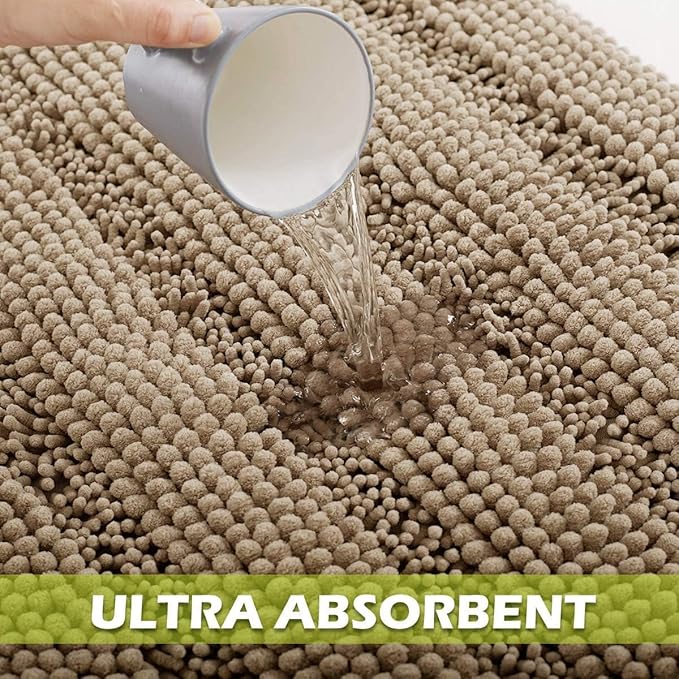 KGORGE Large Bathroom Rugs Set - Super Soft Bath Mat Non-Slip Washable Absorbent Microfiber Chenille Floor Carpet for Door Way Tub Kitchen Decorations, Brown, 70" x 24", 1 Piece