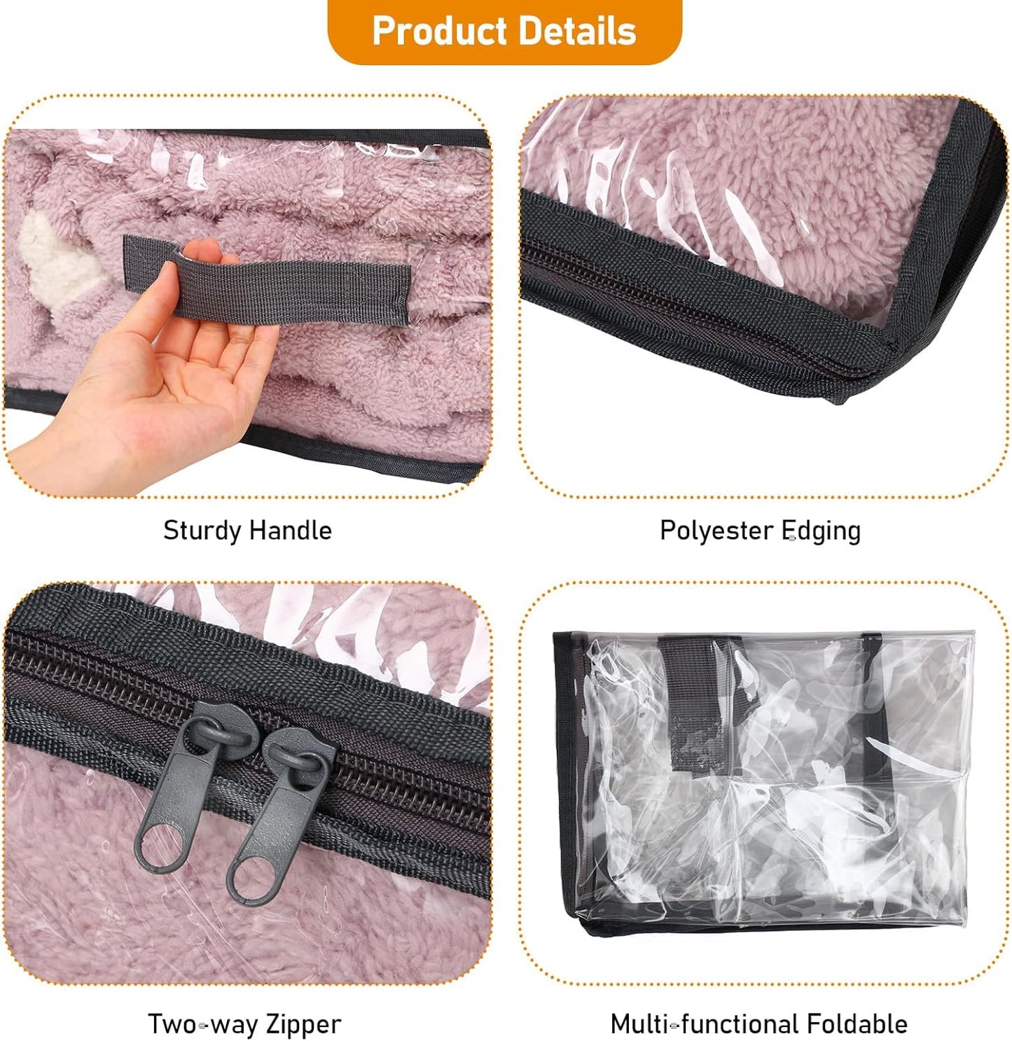 Fixwal 2pcs Small Comforter Storage Bags with Zipper 35L Capacity, Clear Plastic Closet Storage and Organizers for Clothing Sweaters Bedding Blankets