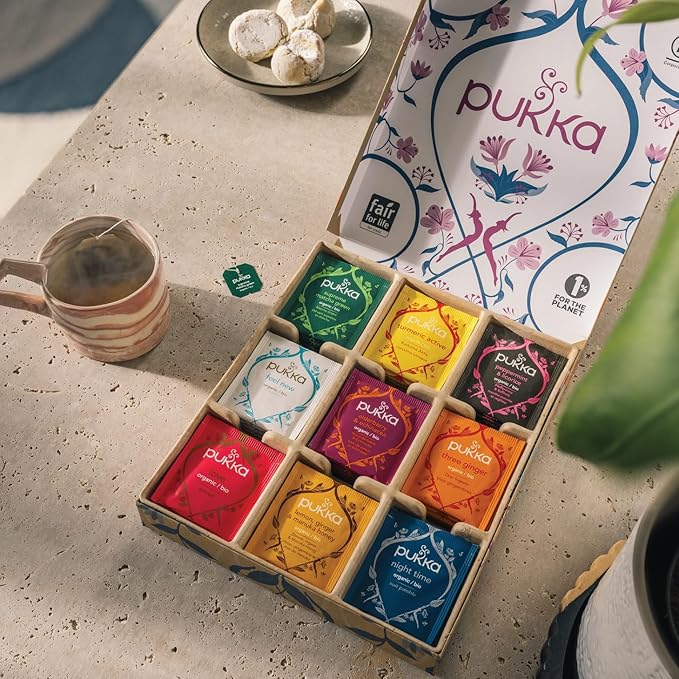 Pukka Tea Gift Box, Herbal Health Wellness Tea, Self Care Selection Organic Tea, 45 Tea Bags, 9 Flavors