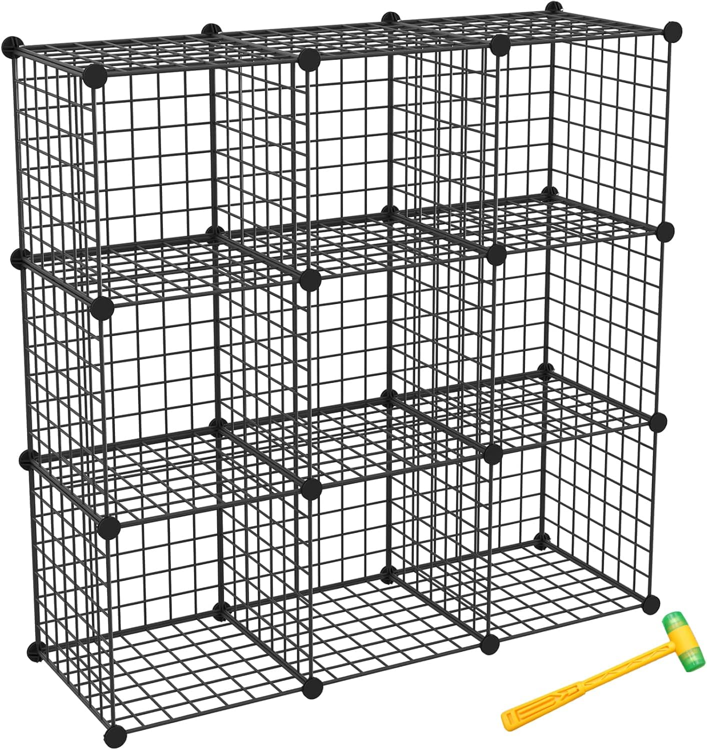 TUMUCUTE Wire Cube Storage Organizer, Metal Storage Shelves Bookshelf, Stackable Modular Closet Organizer for Bedroom Living Room, Office,Storage Shelves (9 Cubes, Iron)