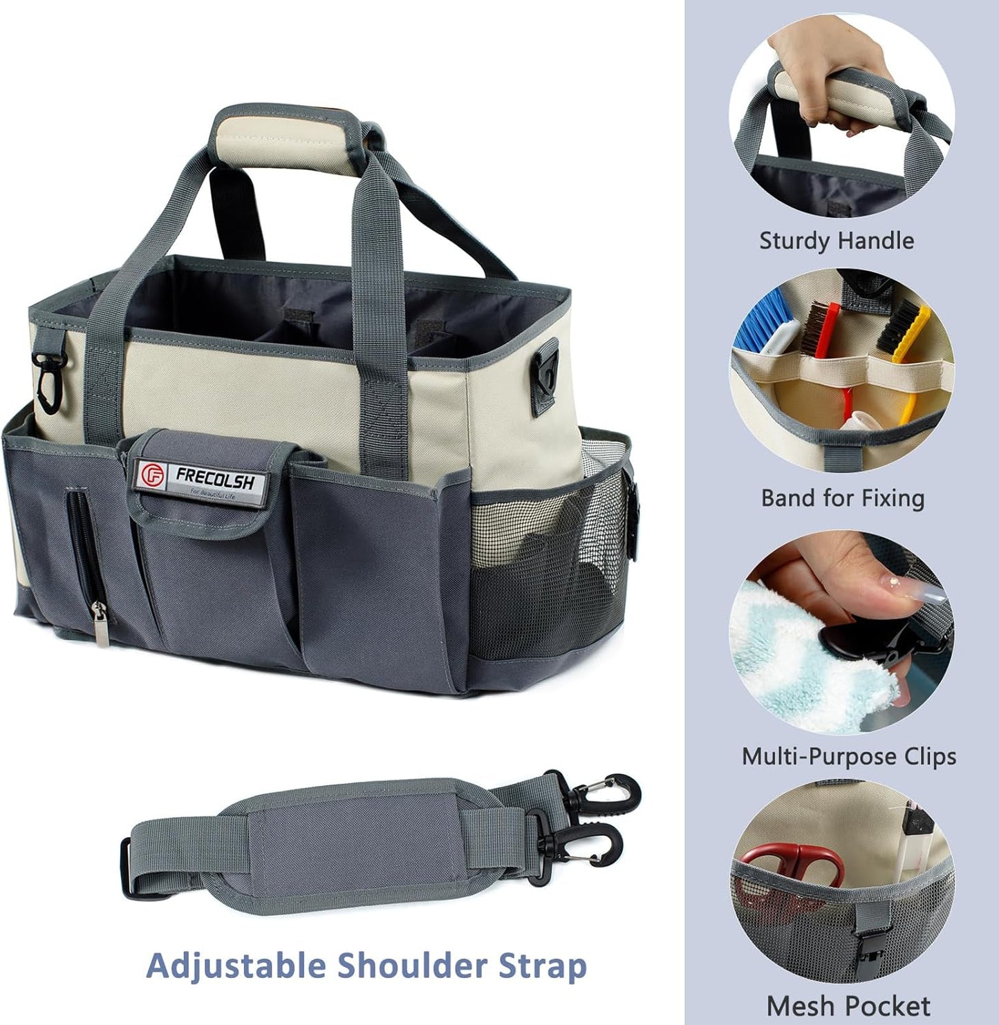 Cleaning Caddy for Cleaning Suppliers Organizer with Pockets for House Cleaning Essentials, Cleaning Organizer, Wearable Cleaing Bag Tote, Storage Caddy for Housekeeping