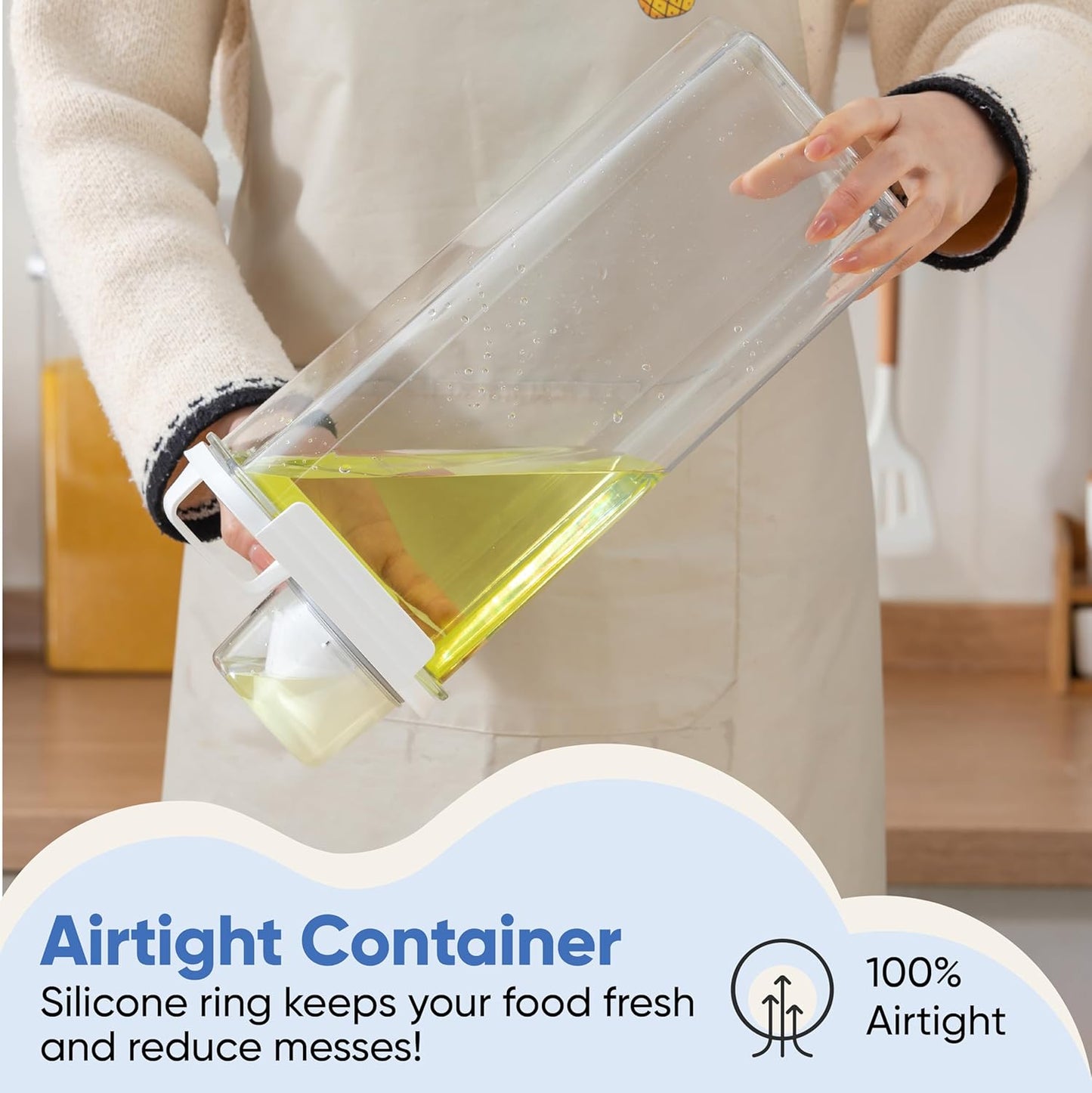 Chef's Path Airtight Food Storage Containers, Pack of 2 – 2.9L Cereal and Pasta Storage Organizer with Spout, Handle, & Measuring Cup Lid – Kitchen & Pantry Organizer for Food & Baking Supplies