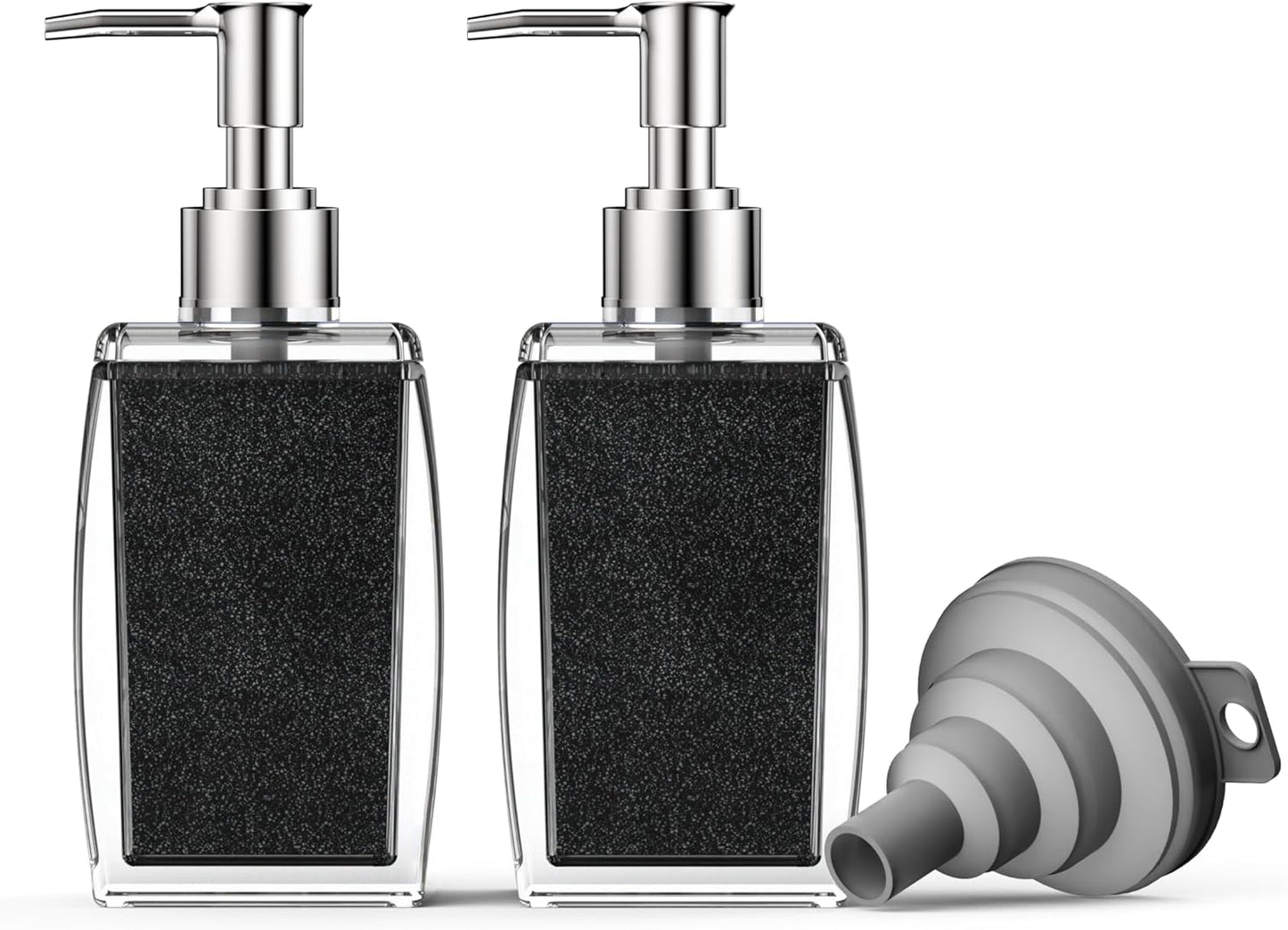 Black Soap Dispenser with Refillable Plastic Pump for Bathroom Sink or Kitchen Counter, Ideal for Hand Soap, Liquid Soap, Dish Soap, or Lotion Use