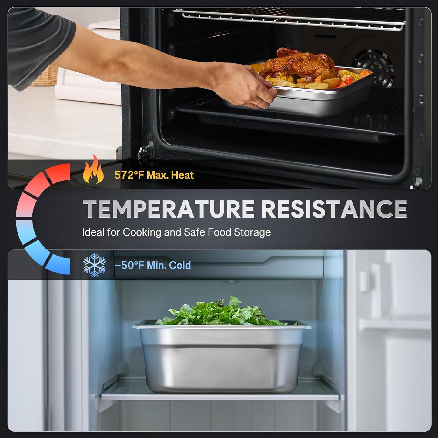 WILPREP 6 Pack Hotel Pans NSF Listed, 1/2 Size 2.5 in Deep Steam Table Pans with Lids, Food Grade Stainless Steel Hotel, 4.8 qt Catering Food Storage for Buffets Events Restaurants