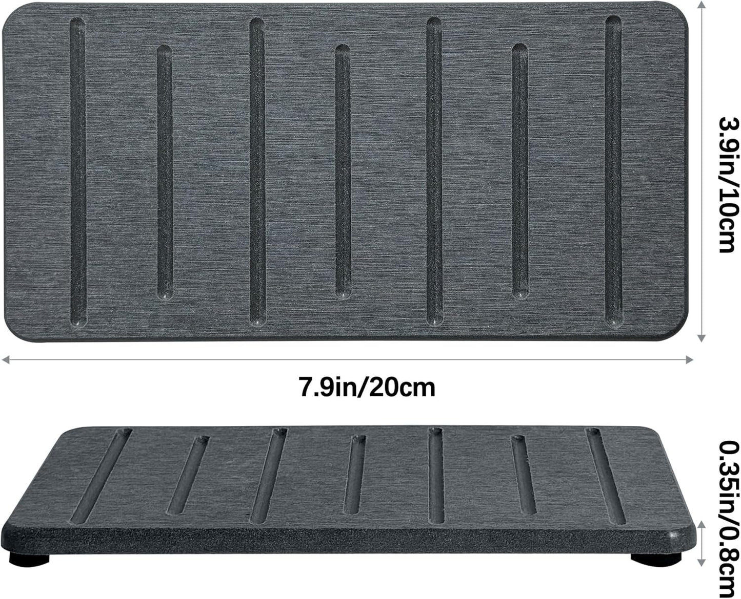 2PCS Water Absorbing Stone Tray for Cosmetics & Hand Soap & Houseplants, 7.9" x 4" Diatomite Coaster, Ultra-Absorbent Sink Tray | Fast-Drying Bathroom & Kitchen Organizer