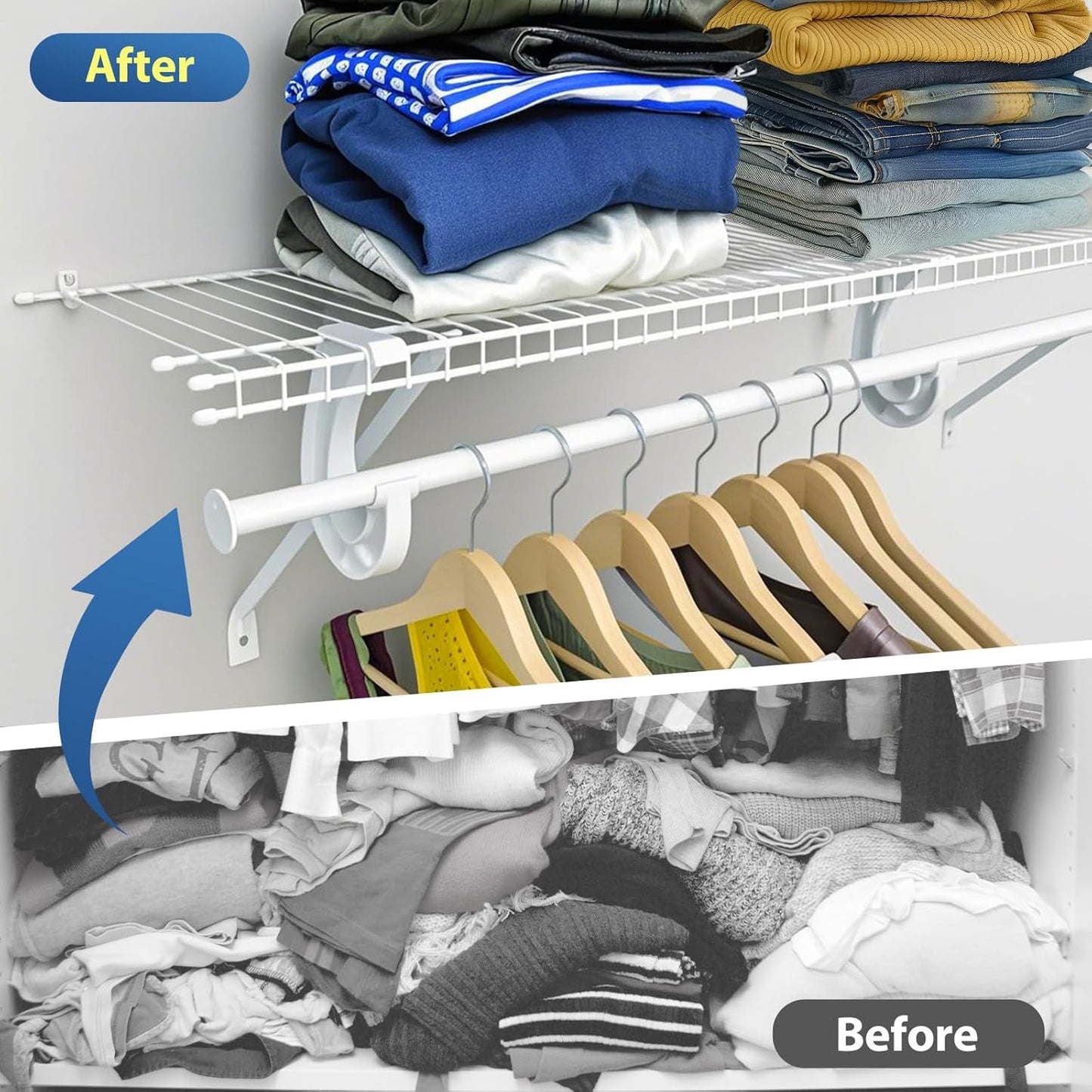 AZEAM 6 Pack 12 Inch Wire Shelf Brackets, Closet Shelf Brackets, Closet Wire Shelving with Anchors and Screws Suitability for Wardrobe and Laundry Room Shelves Installation