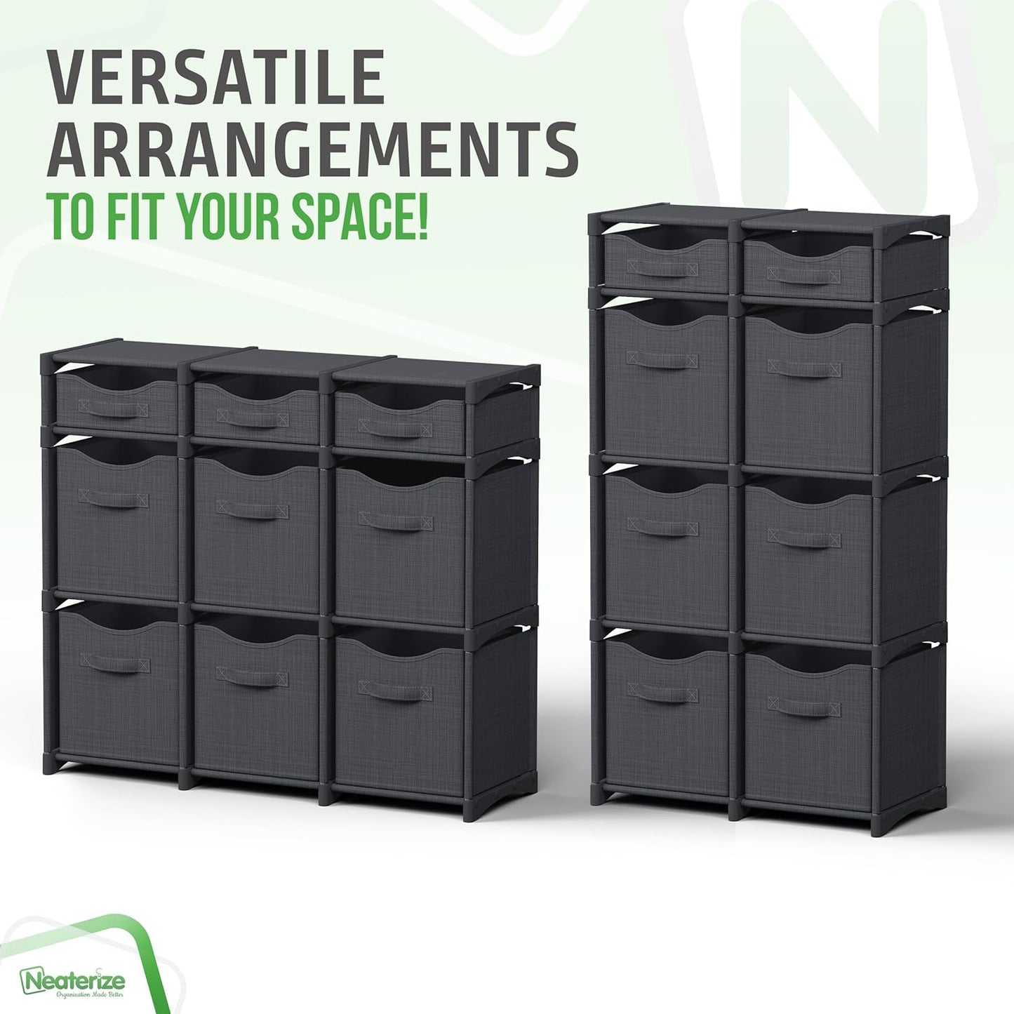 9 Cube Closet Organizers And Storage | Includes All Storage Cube Bins | Easy To Assemble Closet Storage Unit With Drawers | Room Organizer For Clothes, Baby Closet Bedroom, Playroom, Dorm (Dark Grey)