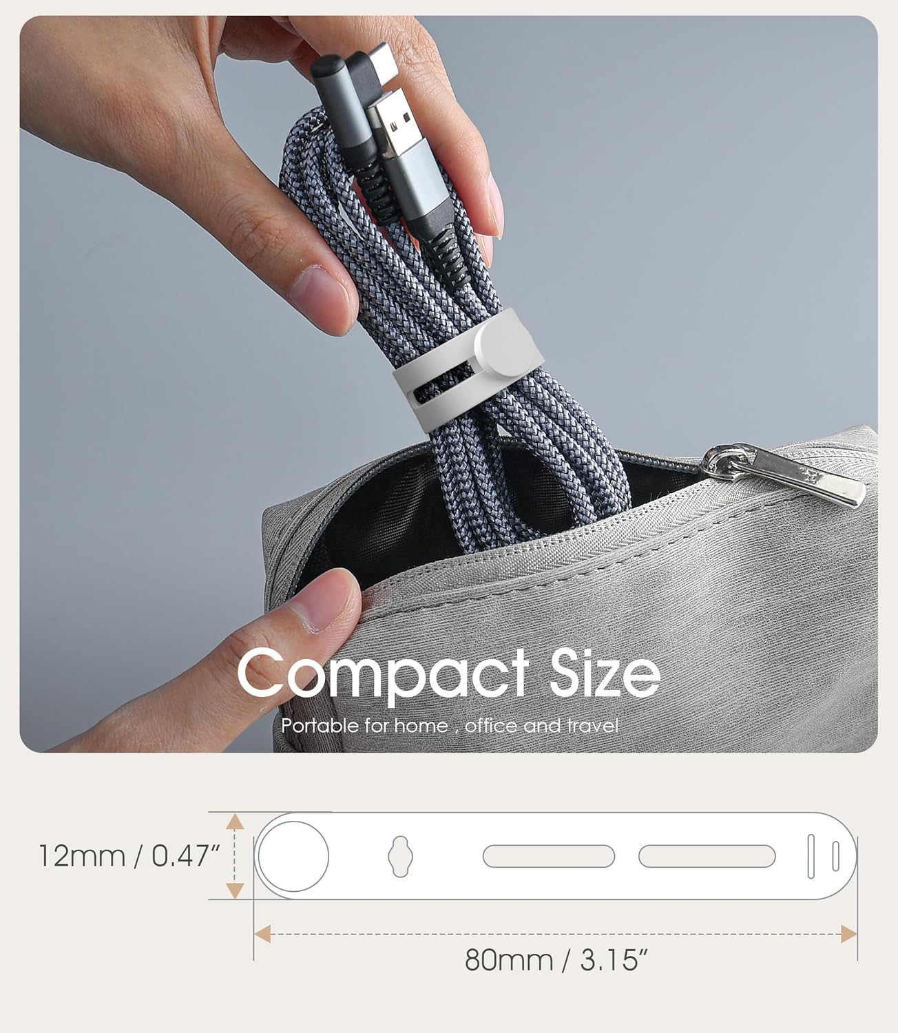 40Pcs Nearockle Reusable Cable Ties, Adjustable Silicone Cord Organizer Small Zip Ties for Charging Cords Earphone Computer Wire, Office Desk Cable Management Travel Accessories(White)