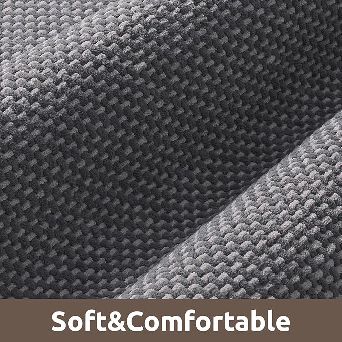 AMOAMI Chenille Bath Mat Super Absorbent Bathroom Mat Quick Dry Low Pile Bath Mats for Bathroom Washable Rubber Backed Bathroom Runners Fit Under Door, Front of Bathtub, Darkgrey&LIGHTGREY 24"x70"