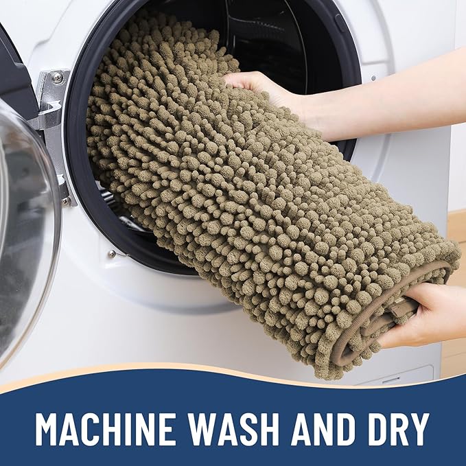 Arotive Luxury Chenille Bathroom Rug Mat, Extra Soft Thick Absorbent Shaggy Bath Rugs, Non-Slip Machine Wash Dry, Plush Bath Mats for Bathroom, Shower and Tub, 30x20, Camel