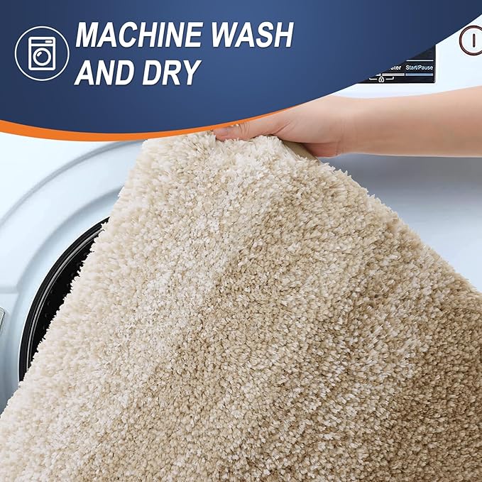 OLANLY Bathroom Runner Rugs 44x24, Extra Soft Absorbent Microfiber Bath Rugs, Rubber Backing, Quick Dry, Machine Washable Bath Mats for Bathroom Floor, Tub and Shower, Home Decor Accessories, Tan