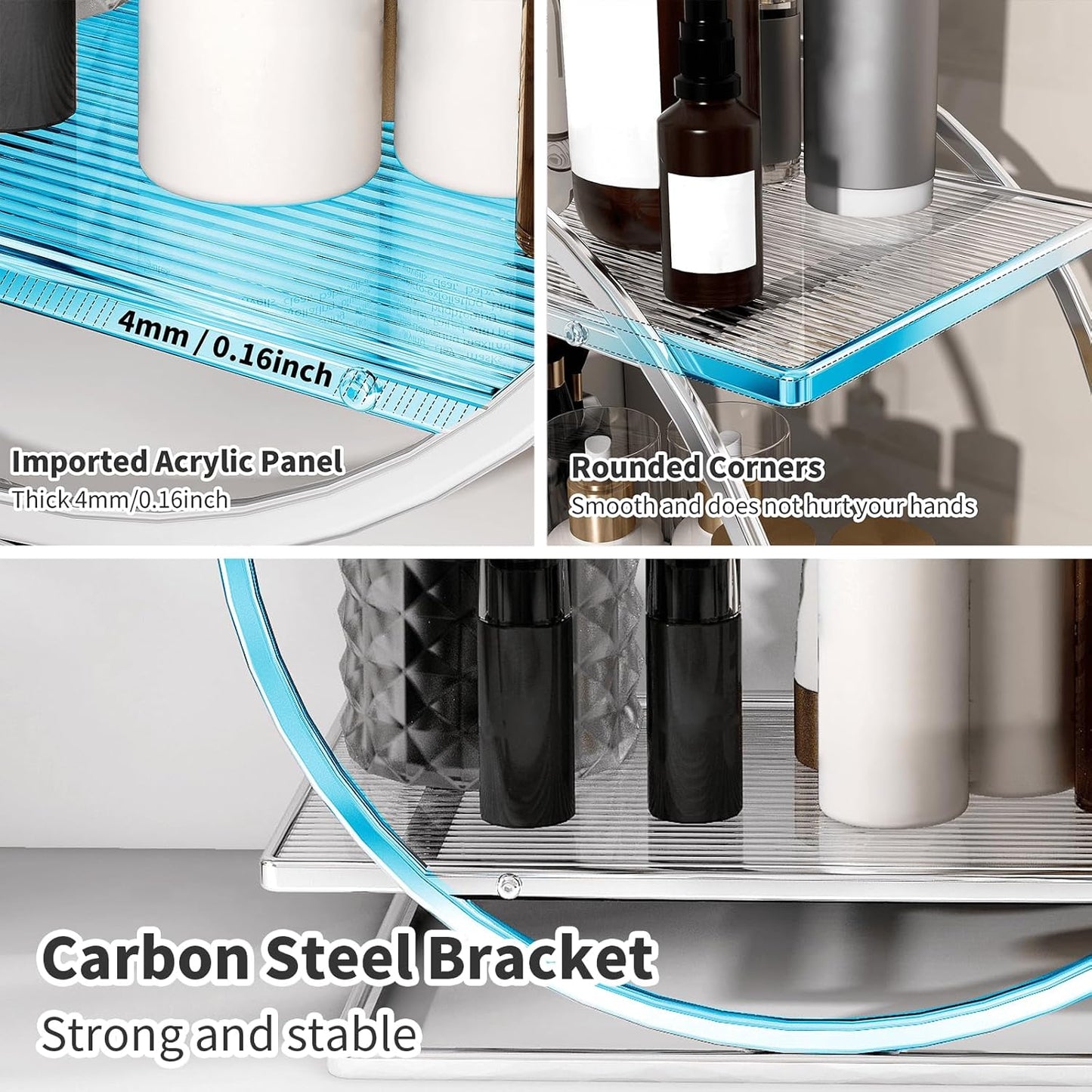 Perfume Organizer for Bedroom Dresser- Sliver Makeup Organizers for Vanity, 2 Tier Bathroom Countertop Organizer Perfume Tray Skincare Storage Cosmetic Display Rack, Make Up Counter Shelf