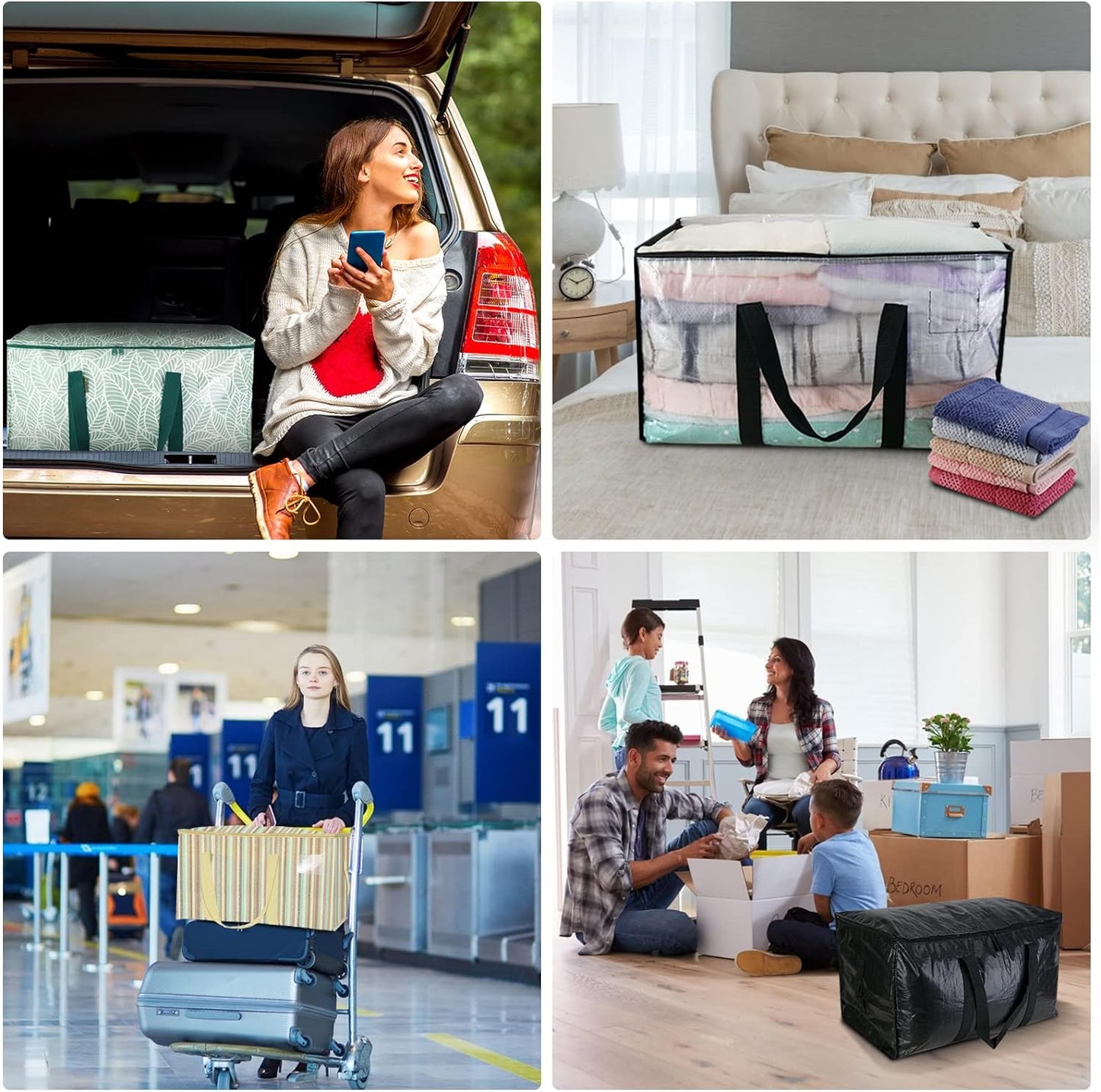 BALEINE 6-Pack Oversized Moving Bags with Reinforced Handles, Heavy-Duty Storage Tote for Clothes, Moving Supplies (Antique Folidage, 6-Pack)