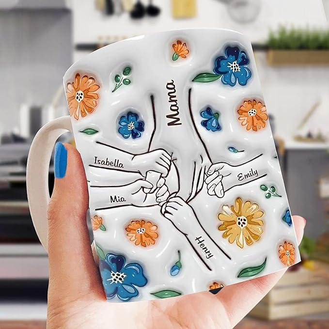 LOVELYPOD Custom Mom Mug with Kids Names, Mama Coffee Cup, Mothers Day Mug, Personalized Coffee Mugs, Christmas Gifts, Mothers Day Mugs for Mom, Mama Gifts