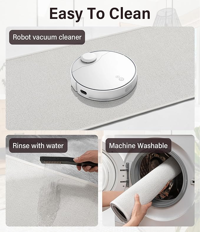 YIHOUSE Bathroom Rugs Mat 24x59, Non Slip Quick Dry Bath Mats for Bathroom Absorbent Ultra Thin Bath Rugs Machine Washable Fit Under Door for Sink, Cabinet, Laundry (Beige, 24"x59")