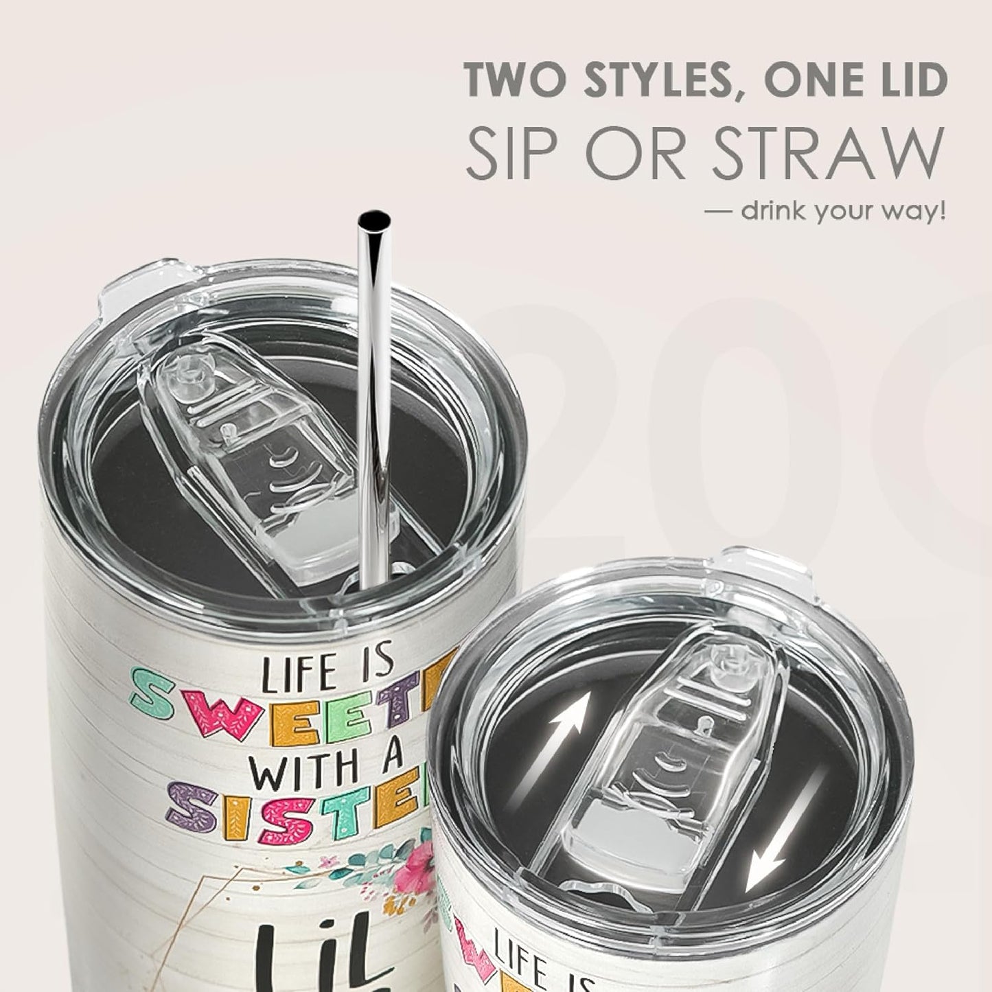 SANDJEST Sister Gifts 20oz Stainless Steel Insulated Travel Mug, Gifts for Women, Girls, Birthday, Christmas