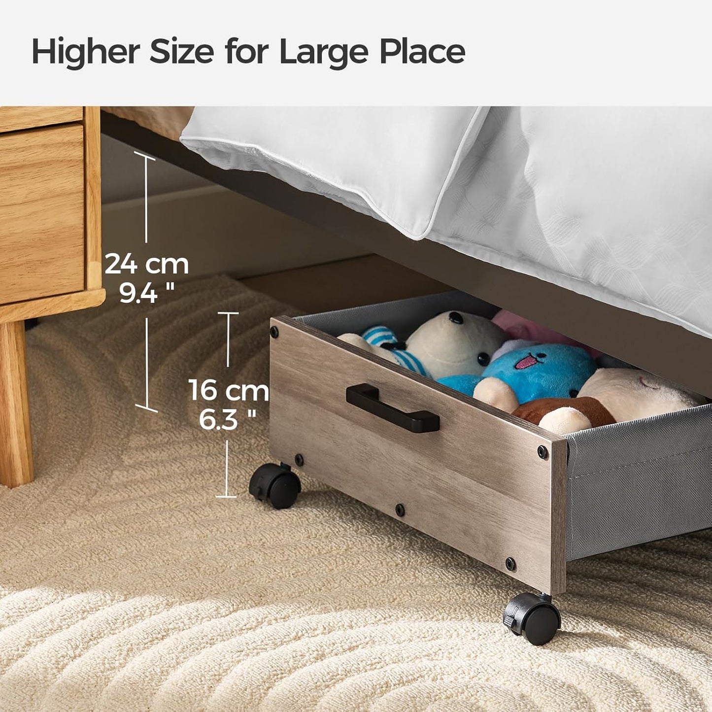 Under Bed Storage with Wheels, Under Bed Storage Containers, UnderBed Drawers with Metal Frame, for Clothes Shoes Blanket