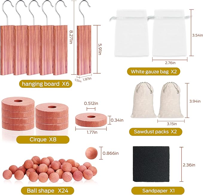 Cedar Blocks for Clothes Storage 40Pcs, Cedar Ball and Chips for Closets and Drawers,Natural Cedarwood for Closets, Fresh Scented Sachets