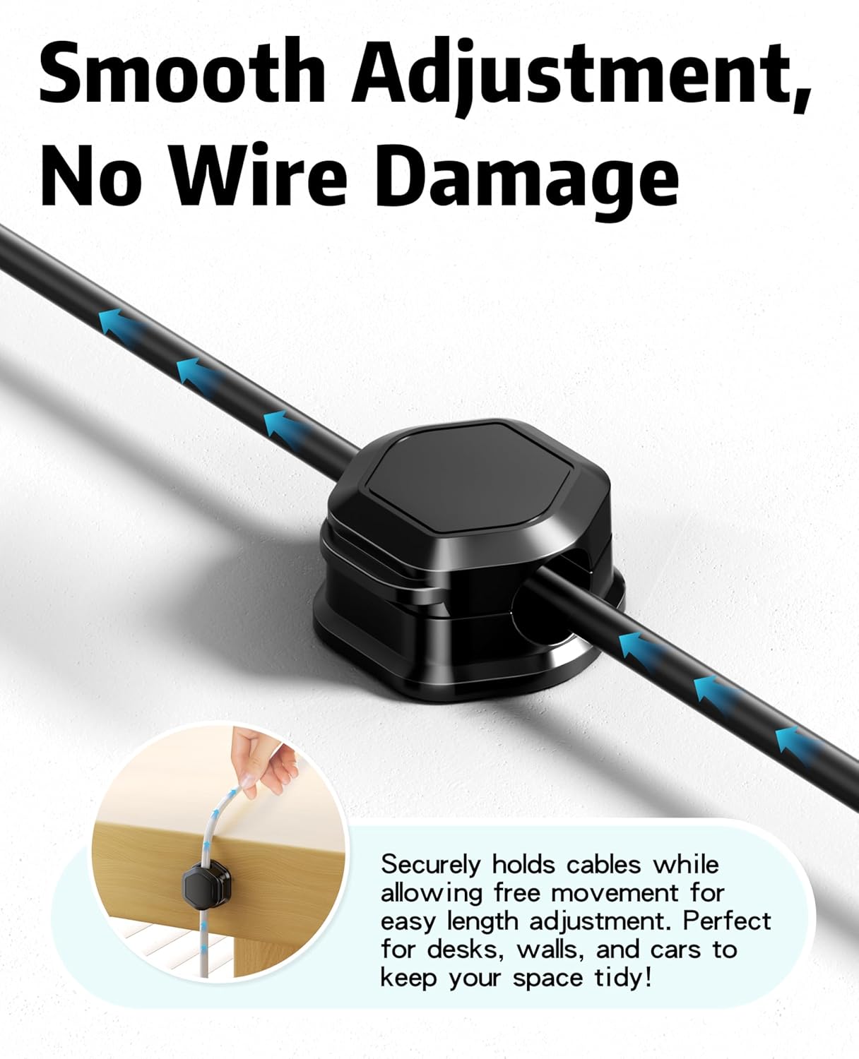 8 Pack Magnetic Cable Clips Cord Organizer-Adhesive Wire Holder, Under Desk Cord Holder Keeper for Home Office Desk Phone Car Wall Desktop Nightstand Cabinet