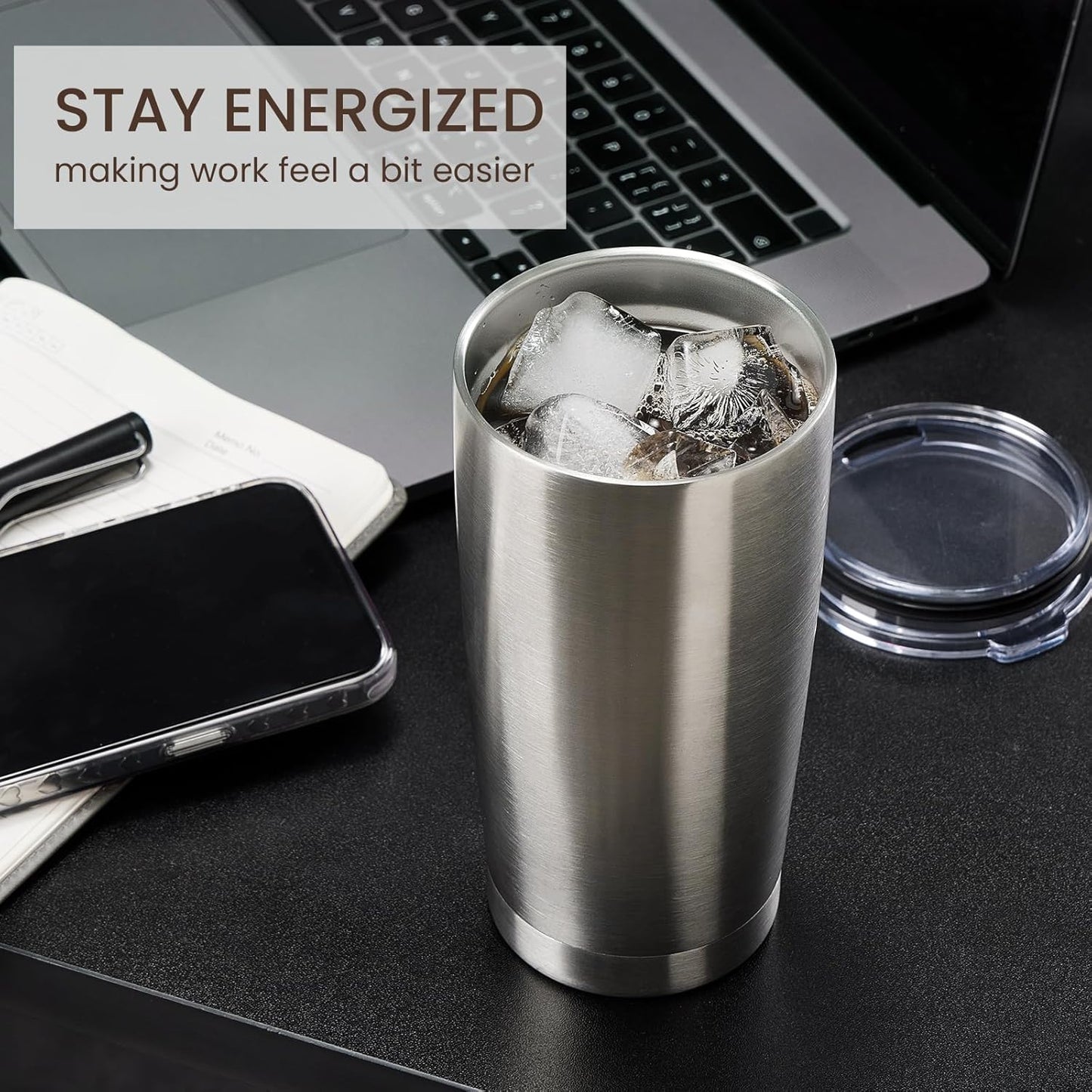 MEWAY 20oz Tumbler 12 Pack Double Wall Vacuum Insulated Travel Mug Bulk, Stainless Steel Tumblers with Lid and Straw, Durable Powder Coated Coffee Cups for Cold & Hot Drinks (Silver, 12)