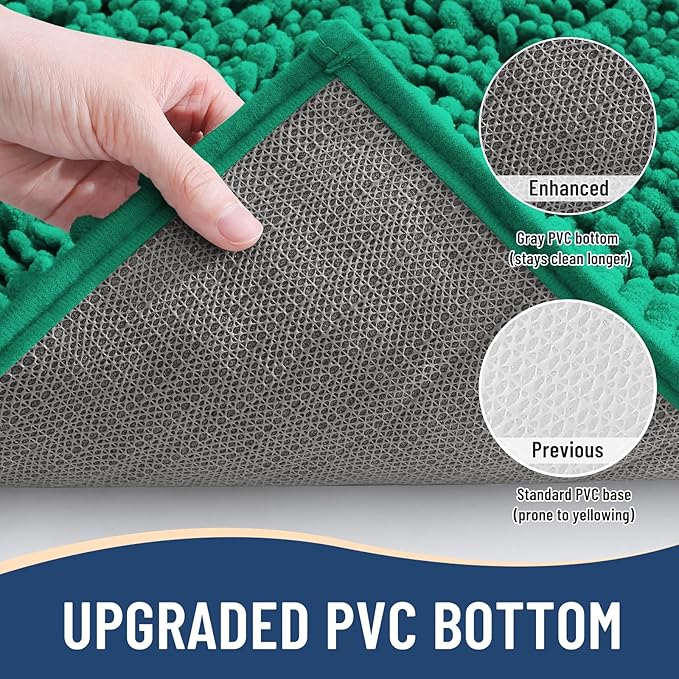 Arotive Luxury Chenille Bathroom Rug Mat, Extra Soft Thick Absorbent Shaggy Bath Rugs, Non-Slip Machine Wash Dry, Plush Bath Mats for Bathroom, Shower and Tub, 24x16, Emerald