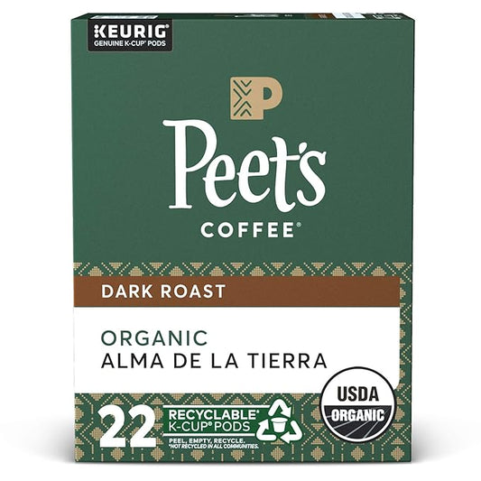 Peet’s Coffee Organic Alma De La Tierra K-Cup Coffee Pods for Keurig Brewers, Dark Roast, 22 Pods