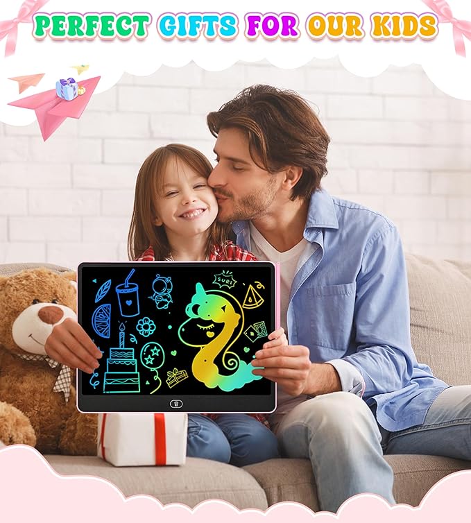 LCD Writing Tablet Doodle Board, 16 inch Colorful Drawing Tablet Writing Pad for Kids, Electronic Erasable Learning Educational Girls Gifts Toys for 3 4 5 6 7 Year Old Girls Boys