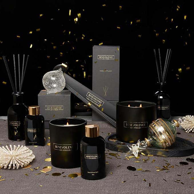 Benevolence LA Reed Diffusers for Home, Lavender & Eucalyptus Relaxing Fragrance | Aromatherapy Reed Diffuser Sticks with Gift Box, Scented Sticks for Bathroom | Home Décor