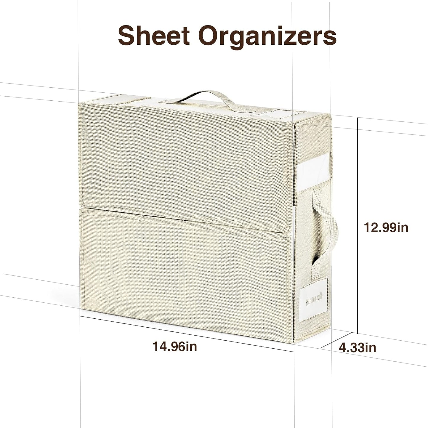 DIMJ Bed Sheet Organizers and Storage 6 Pack - Foldable Sheet Organizer for Linen Closet, Bedding Storage Box for organization, Sheets Set Holder for Blanke, Towel (King & Queen Size), Beige