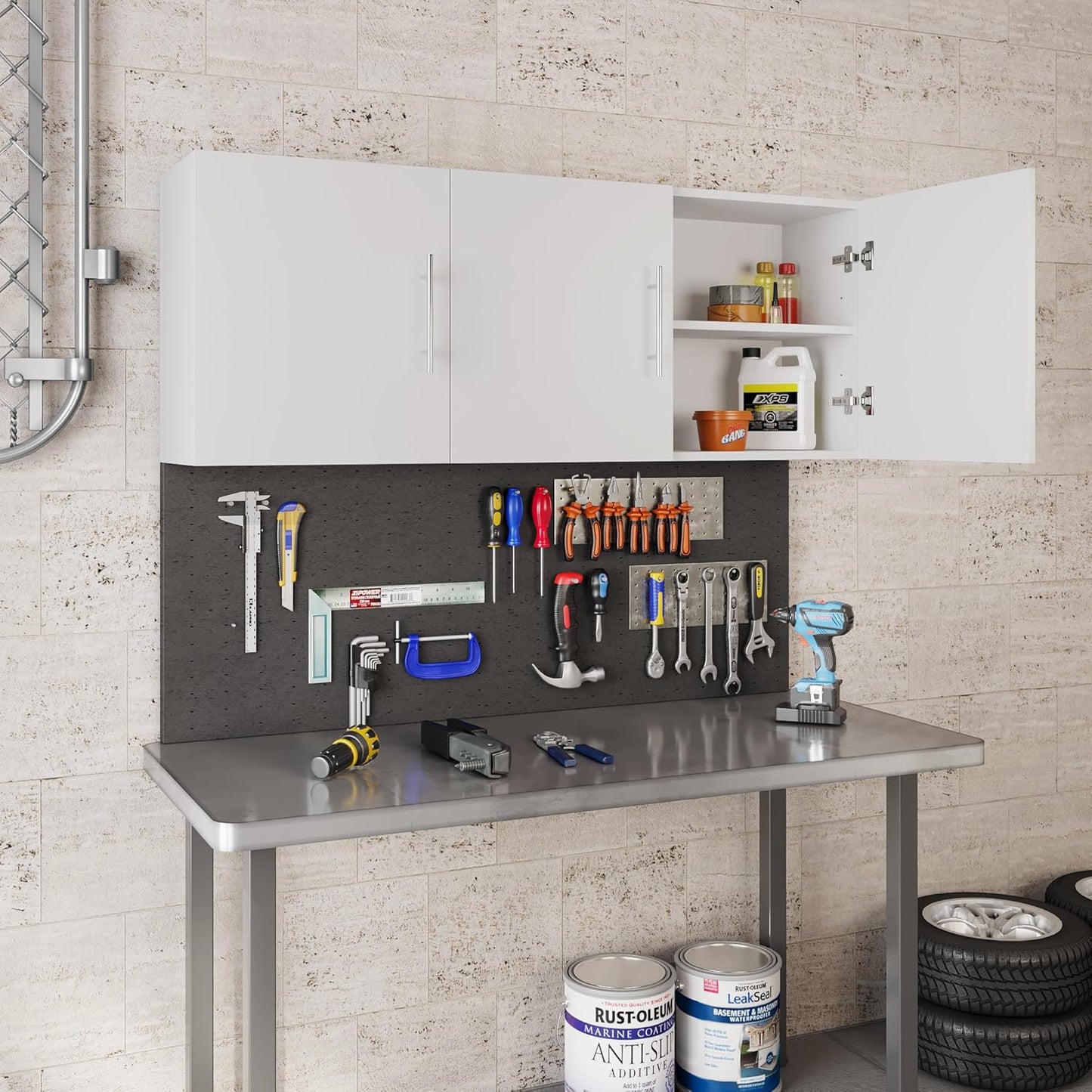 Laundry Wall Cabinet, 54"W x 12"D x 20"H Wooden Wall Mounted Storage Cabinet, 3 Door Cabinet with Soft Close and Metal Handle and Adjustable Shelf, for Kitchen, Garage, Laundry, Bathroom, White