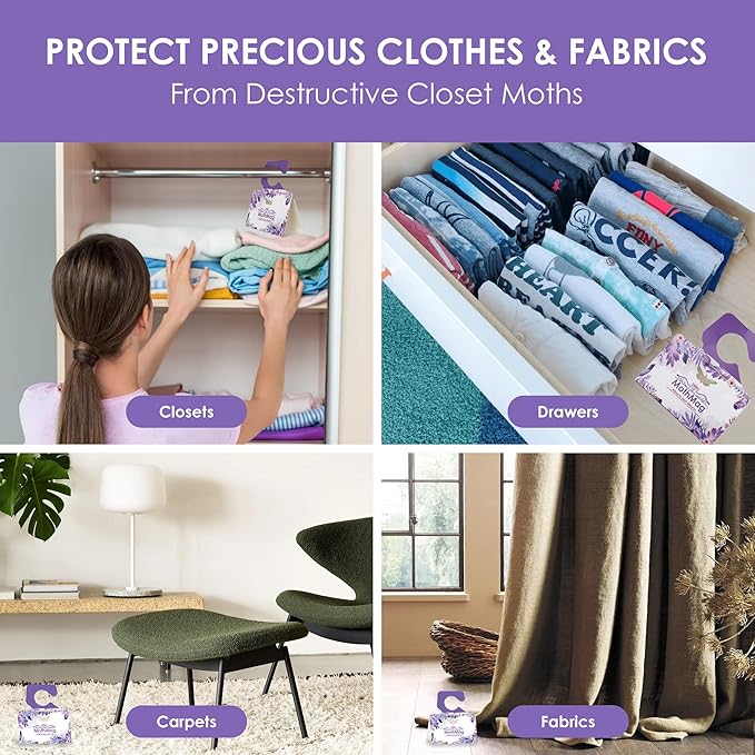 MothMag Clothes & Closet Moth Trap – Pheromone Lure for Fabrics, Carpets, Wardrobes – Mothballs Alternative, Indoor Insect Control