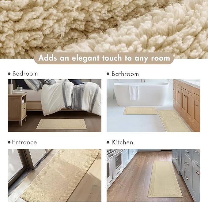 Madison Park Splendor Reversible 100% Cotton Tufted Bathroom Rug-3000 GSM Hotel Quality Luxurious Plush Medium Pile Bath Mat Absorbent, Quick Dry, Shower Room Décor, 24x60 Natural