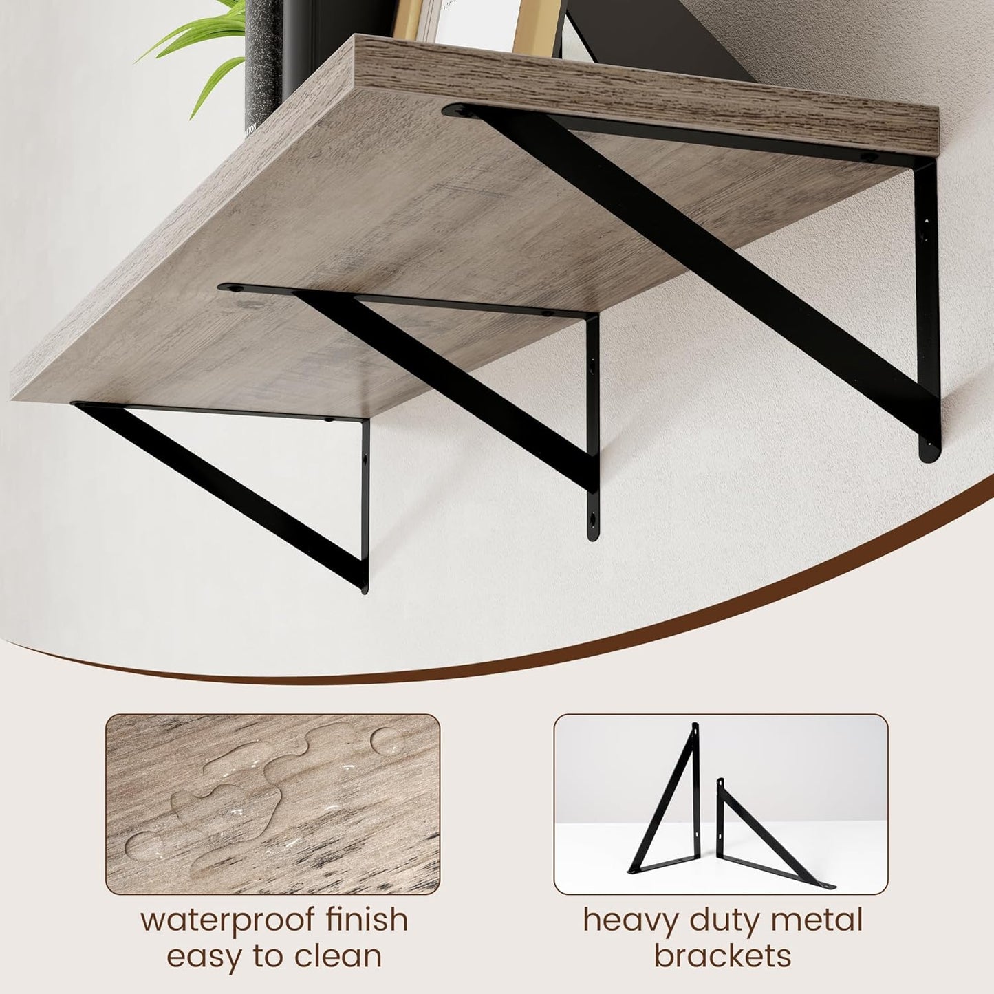 Axeman 12 Inch Deep Floating Shelves for Wall - 36 Inch Wide x 12 Inch Deep Wall Shelves Set of 2 - Rustic Grey Wood Floating Shelves for Living Room