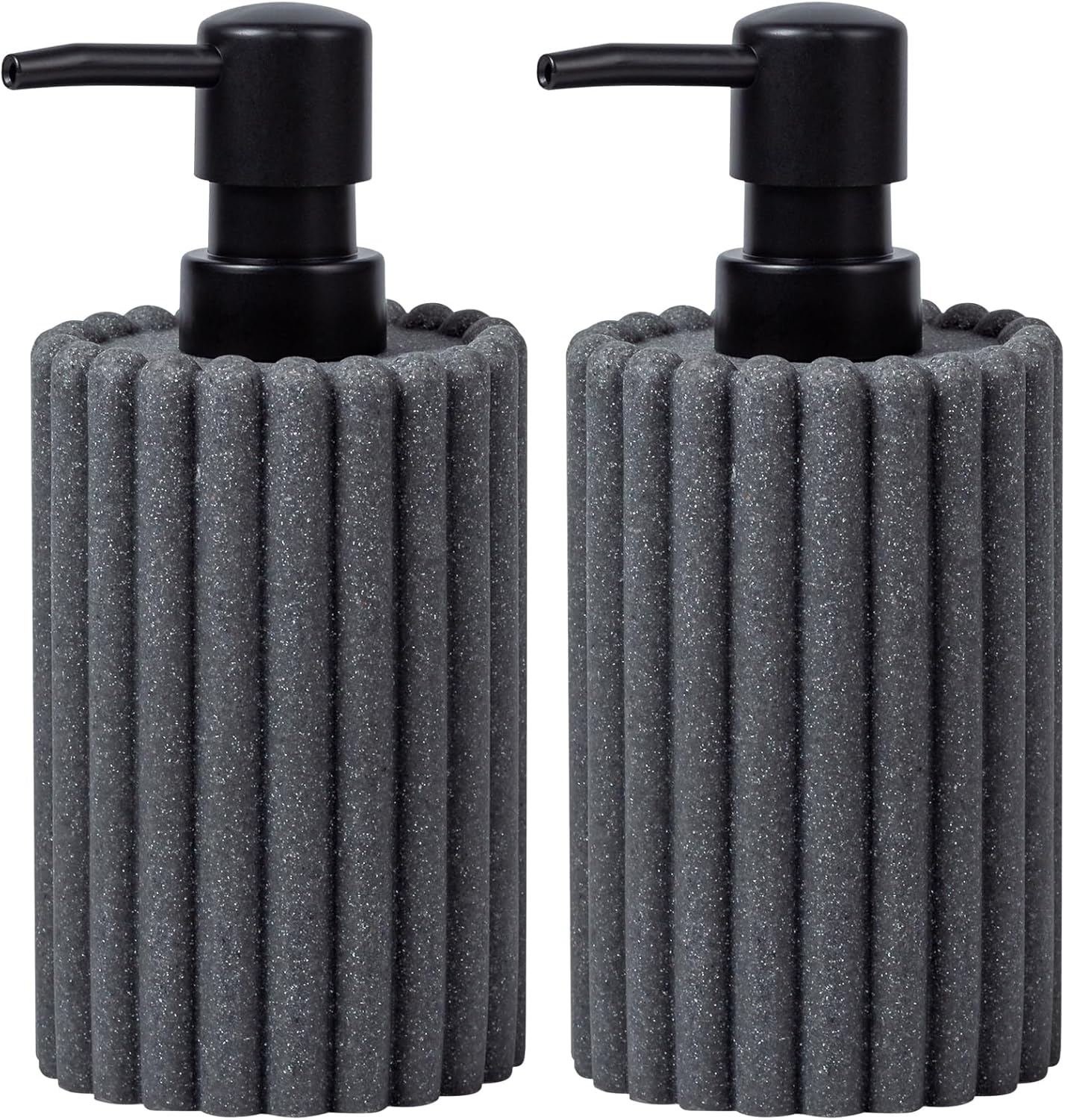 Soap Dispensers 350mL 11.84 OZ, 2 PCS Luxurious Hand Dish Lotion Shampoo Soap Dispenser Jar, Natural Stone Look Soap Pump Bottles for Kitchen Bathroom Countertop (Grey)