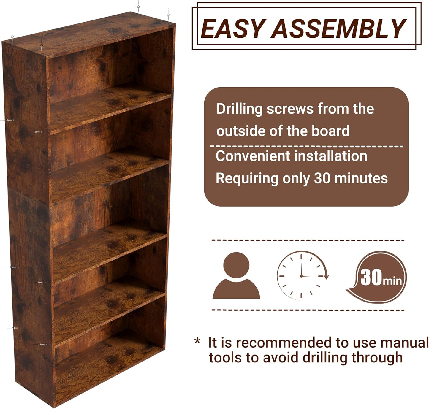 Wooden Cube Storage Organizer,Low Bookcase Storage Display Organizer (Brown, 5 Cube-W(23.6inch))