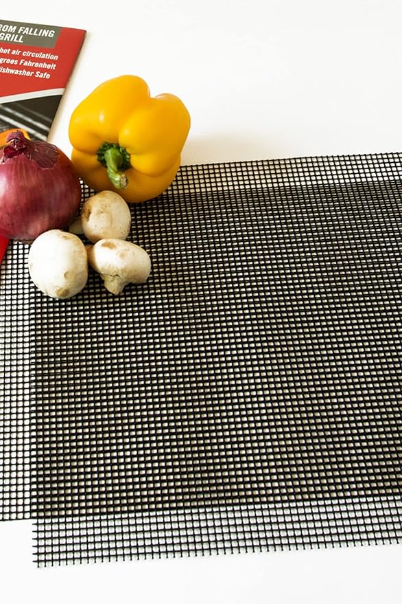 Cestari BBQ Grill Mats Non Stick Grill Toppers- Extra Large Cut to Fit - Pizza Oven Screen - Heavy Duty PFOA Free Grill Mesh Set of 2