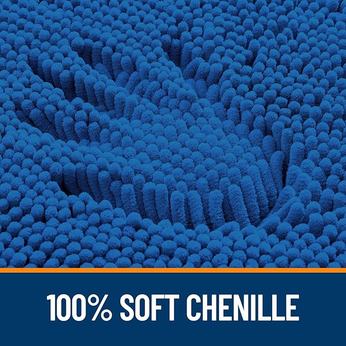 OLANLY Bathroom Rugs 24x16, Extra Soft Absorbent Chenille Bath Rugs, Rubber Backing Quick Dry, Machine Washable Bath Mats for Bathroom Floor, Tub and Shower, Home Decor Accessories, Deep Navy Blue