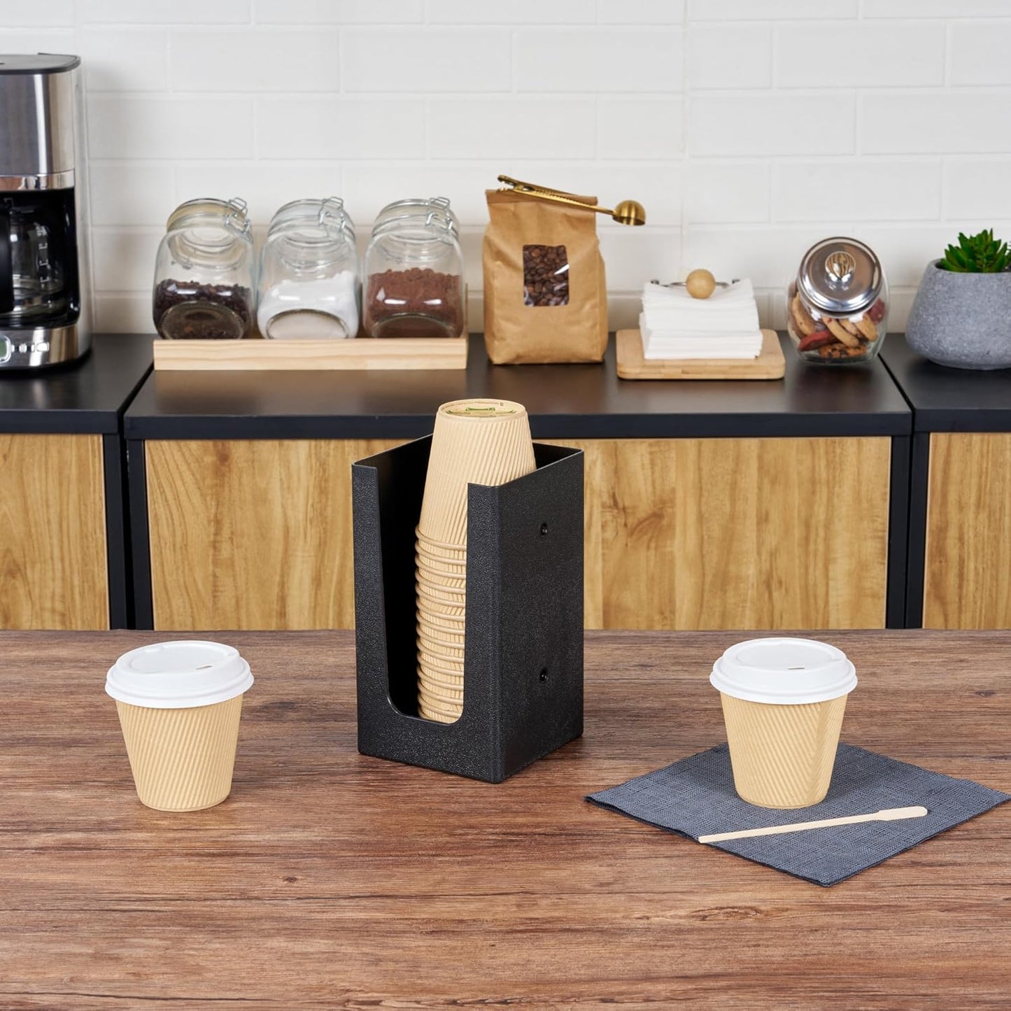 Restaurantware Restpresso Coffee Bar Organizer, 1 Count Durable 1 Compartments, Compact Size, Black Plastic Tabletop Coffee Supplies Organizer For Homes, Office Spaces, Breakrooms, and Lounges